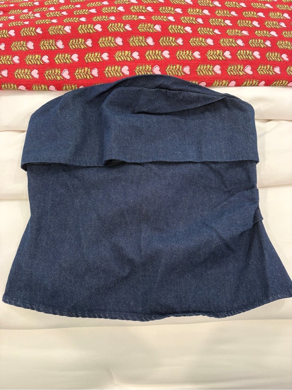 Women's Zip Up Tube Top Dark Blue Denim